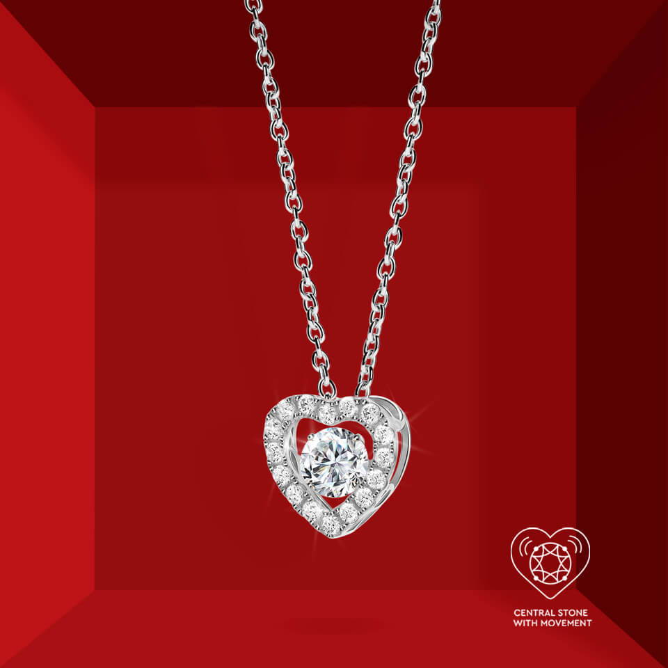 Heart necklace, Valentine's Day, silver, silver plated