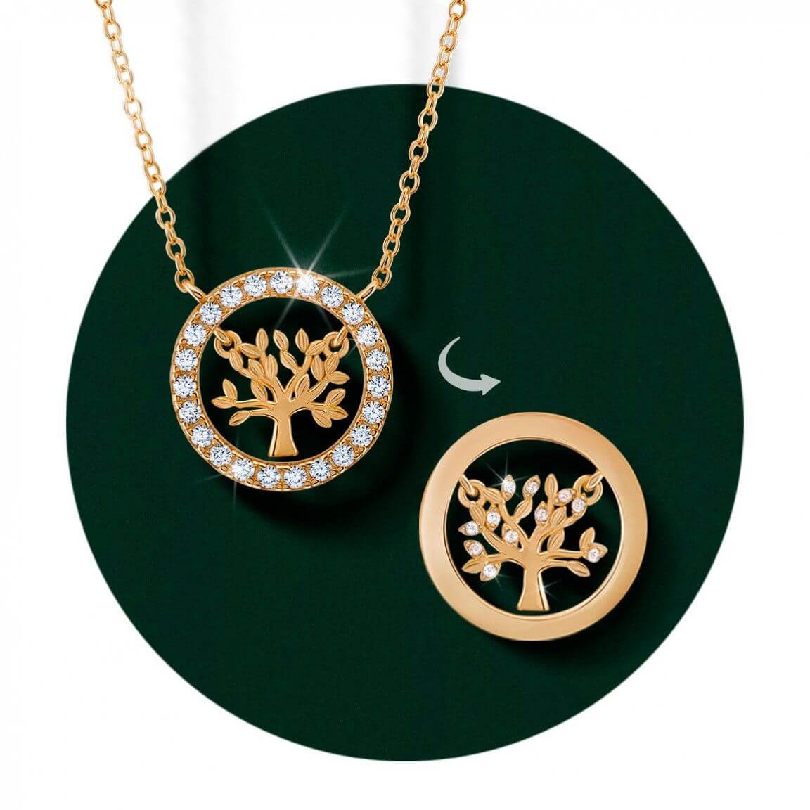 Colar dourado reversível com pendente De um lado, circulo com zircónias cravadas para um toque sofisticado; do outro, um acabamento liso e discreto. Versatilidade para qualquer ocasião.