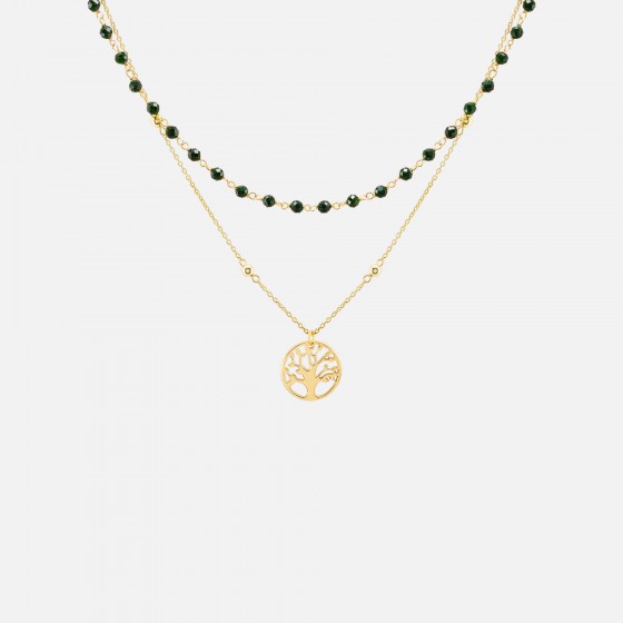 Fun Double Green Tree of Life Necklace