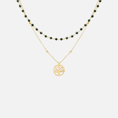 Fun Double Green Tree of Life Necklace