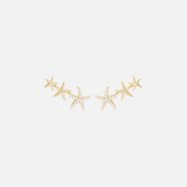 Fun Three Stars Gold Earrings