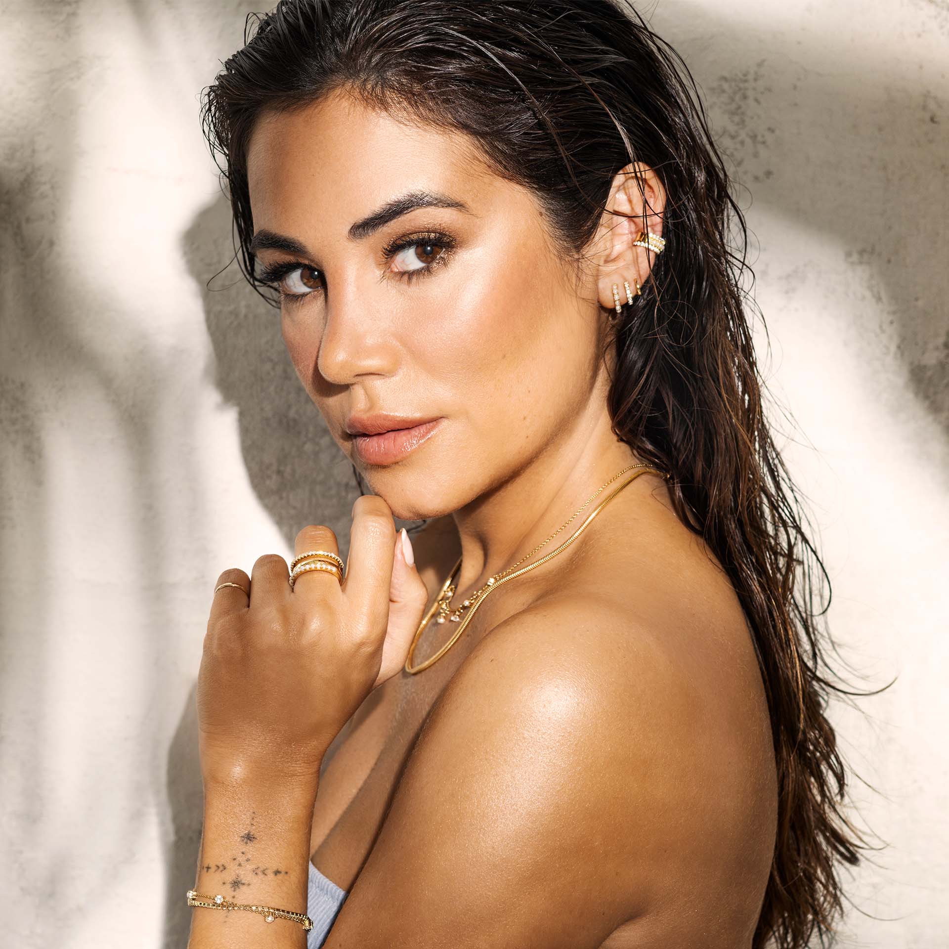 Anel Mia Rose Pearls Golden