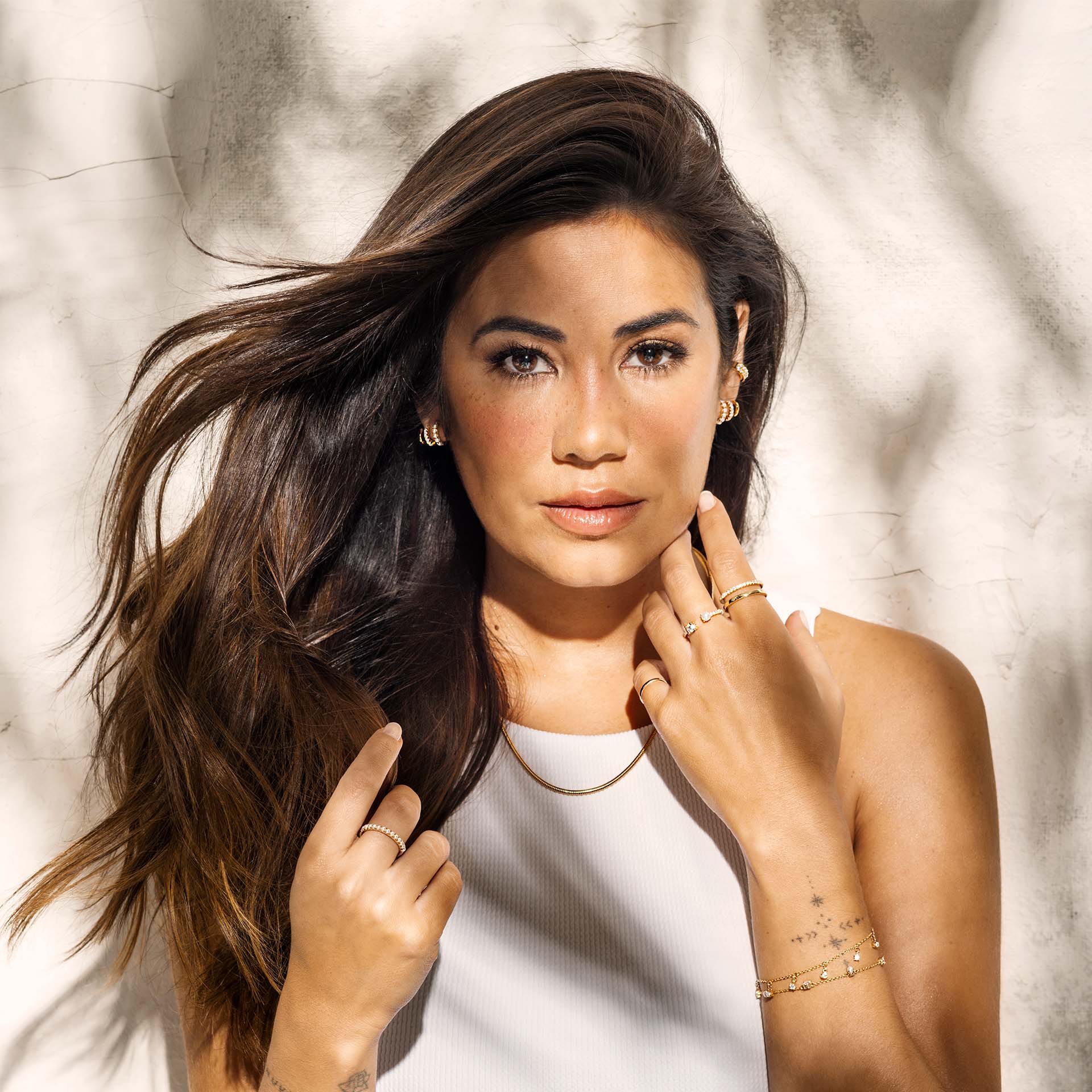 Anel Mia Rose Pearls Golden