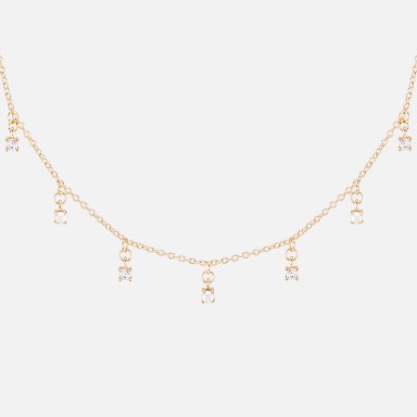 Mia Rose Pearls & Solitaires Gold Necklace