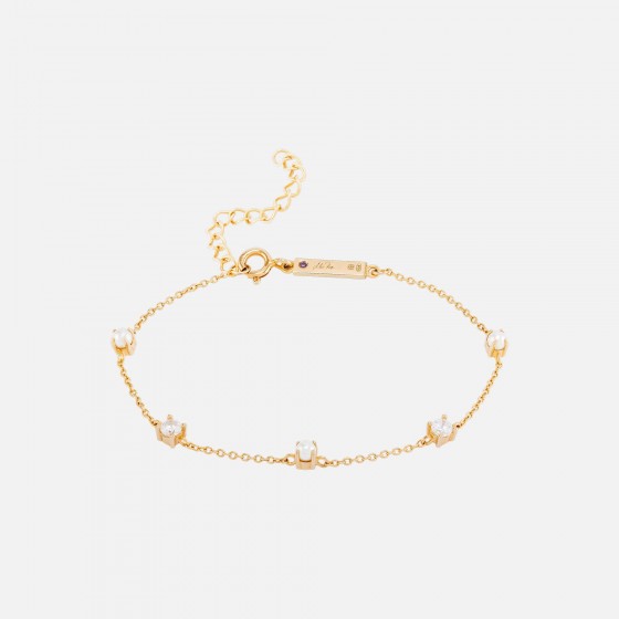 Mia Rose Pearls & Solitaires Gold Bracelet