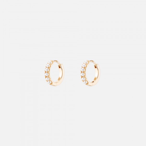 Mia Rose Pearls Gold Hoops