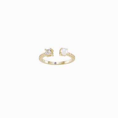 Anel Mia Rose Solitaire & Pearl Gold