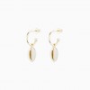 Fun White Conch Golden Hoops