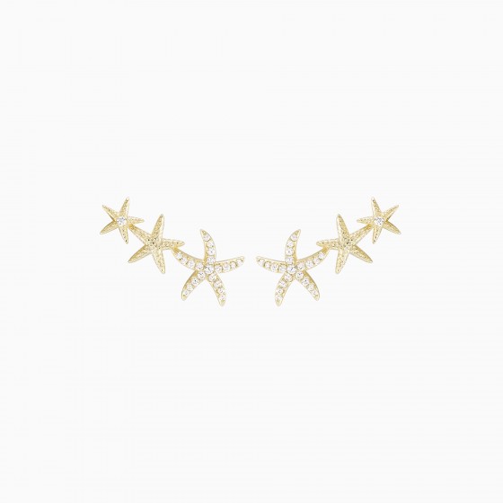 Fun Three Stars Gold Earrings