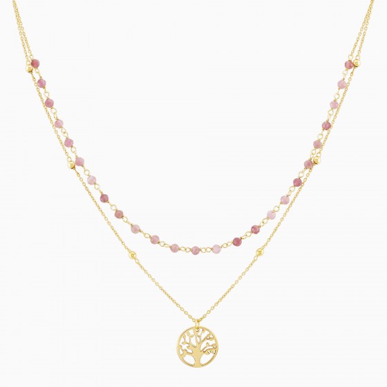 Fun Double Pink Tree of Life Necklace