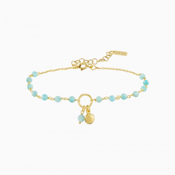 Fun Beads Blue Shell Gold Bracelet