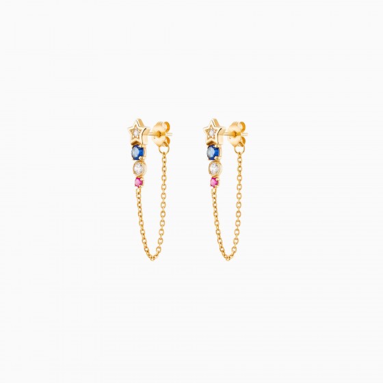 Pendientes Winter Chain Colorful Stars