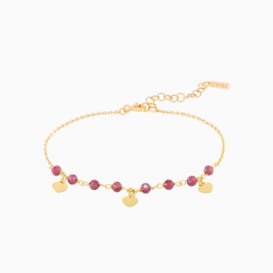 Winter Gold Heart and Beads Bracelet