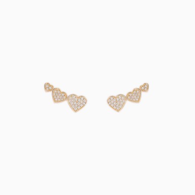 Matchy 3 Hearts Gold Earrings
