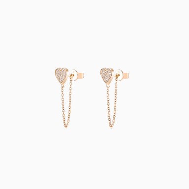 Pendientes Matchy Heart & Chain Gold