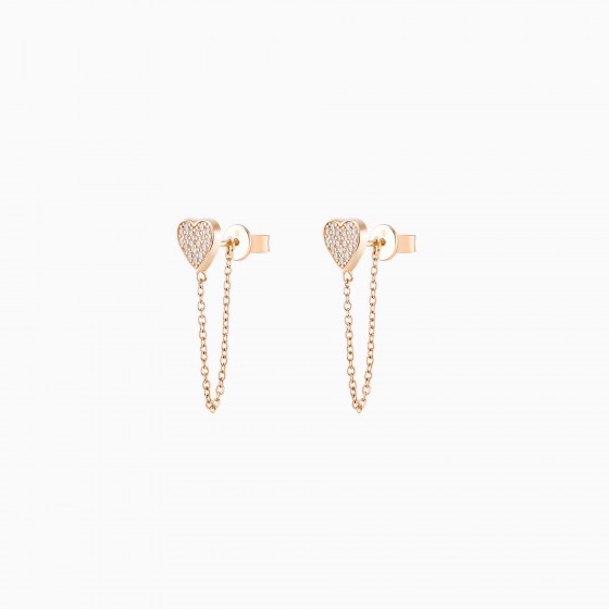 Matchy Heart & Chain Gold Earrings
