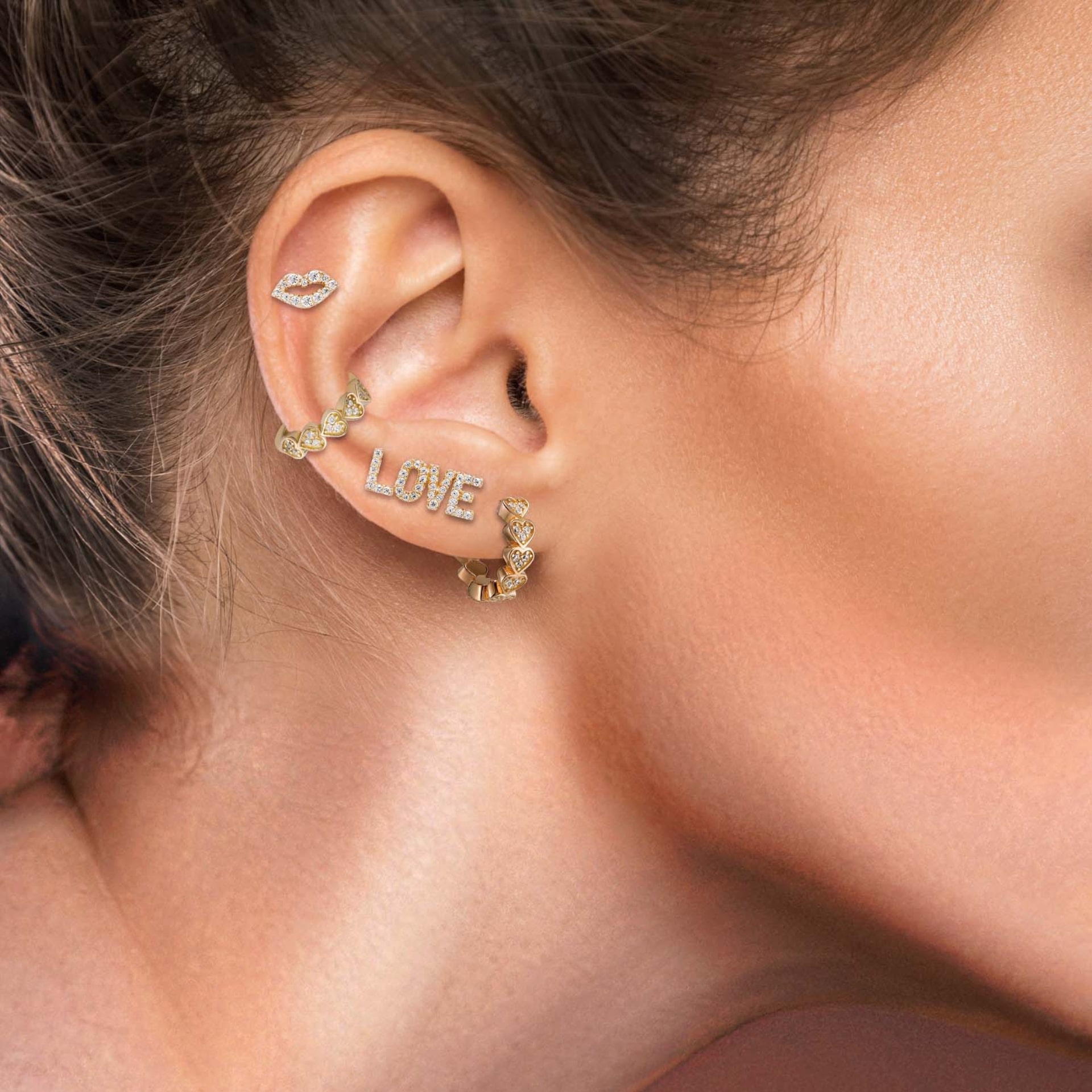 Argolas Matchy Hearts Golden