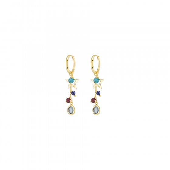 Fun Gold Stars and Beads Hoops