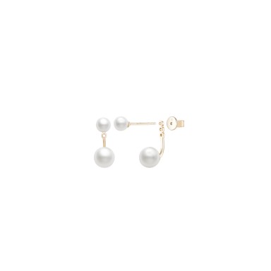 Double Pearls Gold Earrings