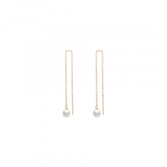Pearls Chain Gold Earrings