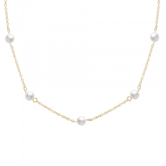 3 Pearls In Line Gold Necklace