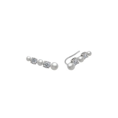 Pearls Shiny Silver Earrings
