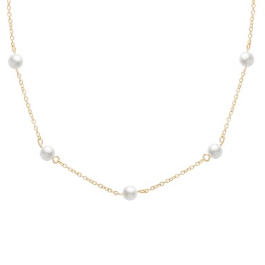 5 Pearls In Line Gold Necklace