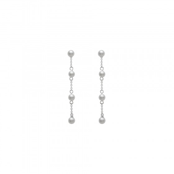 Pearls Chain Silver Earrings
