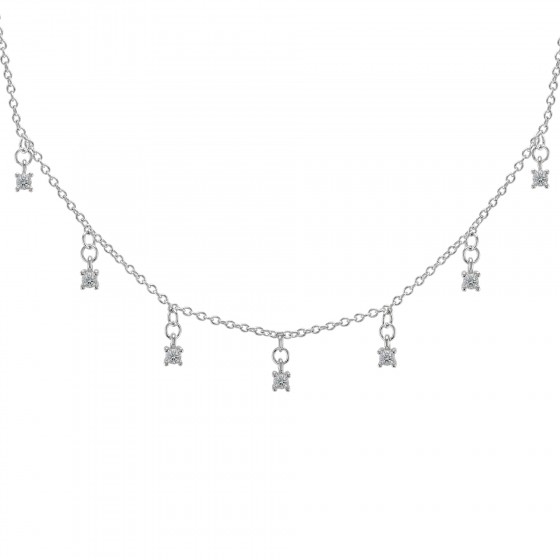 Classy Multiple Solitaire Silver Necklace