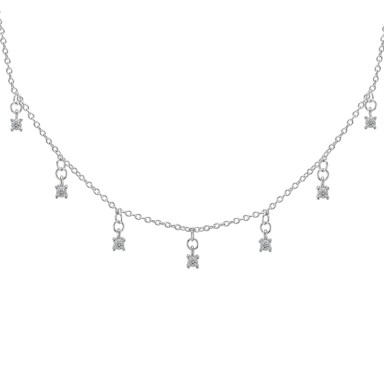 Classy Multiple Solitaire Silver Necklace