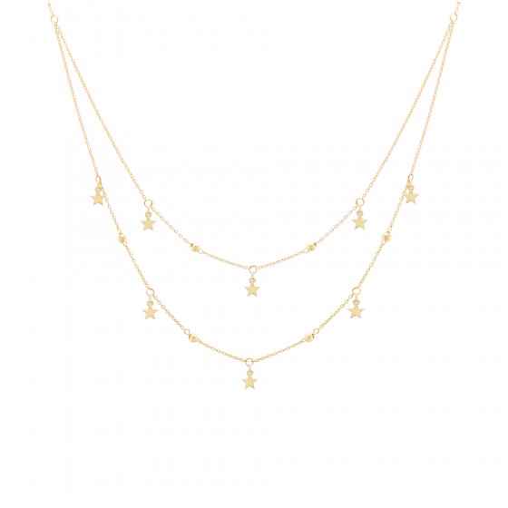 Fun Double Gold Stars Necklace