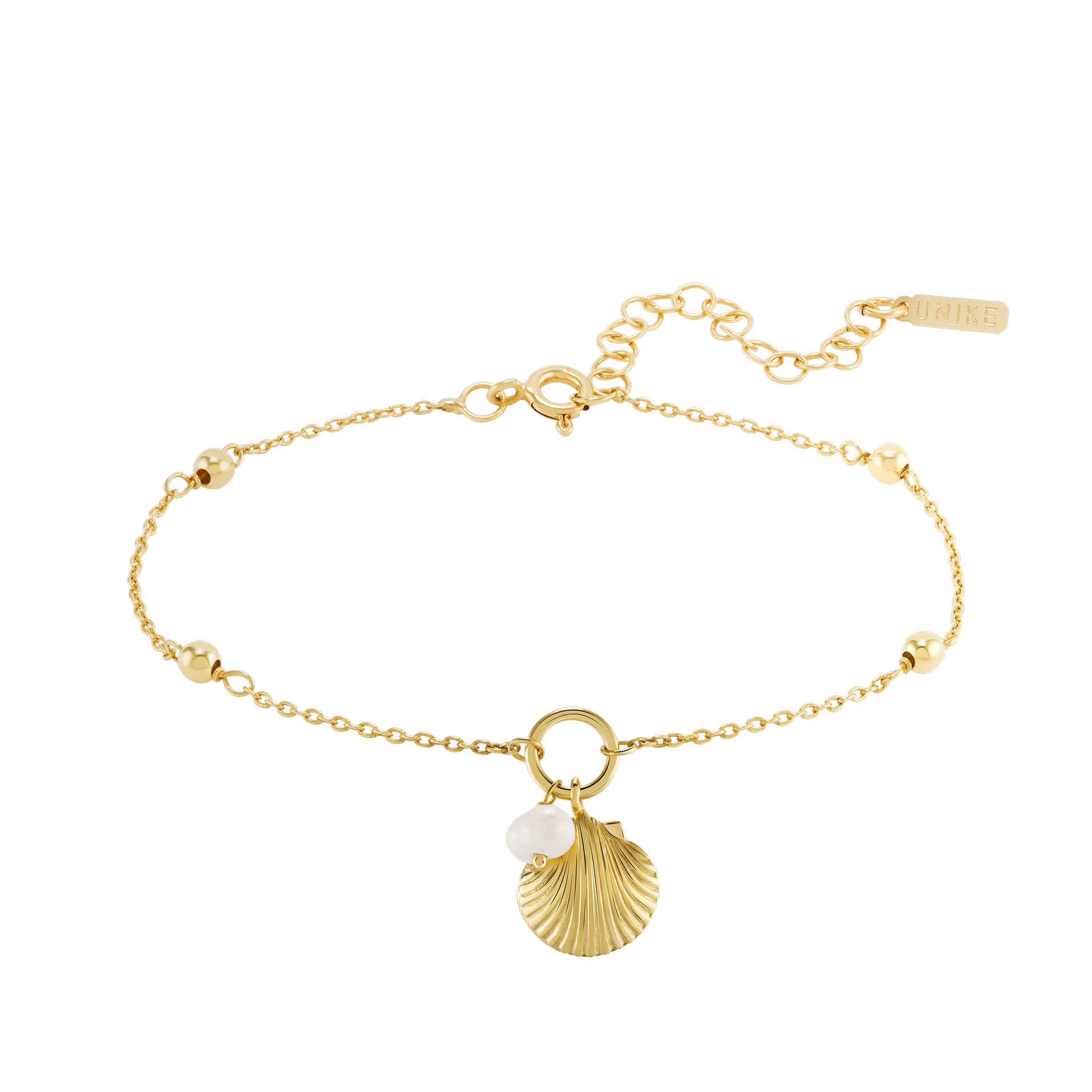 Fun Shell Pearl Golden Bracelet