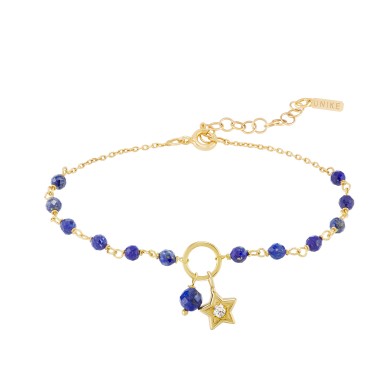 Fun Gold Star and Blue Beads Bracelet
