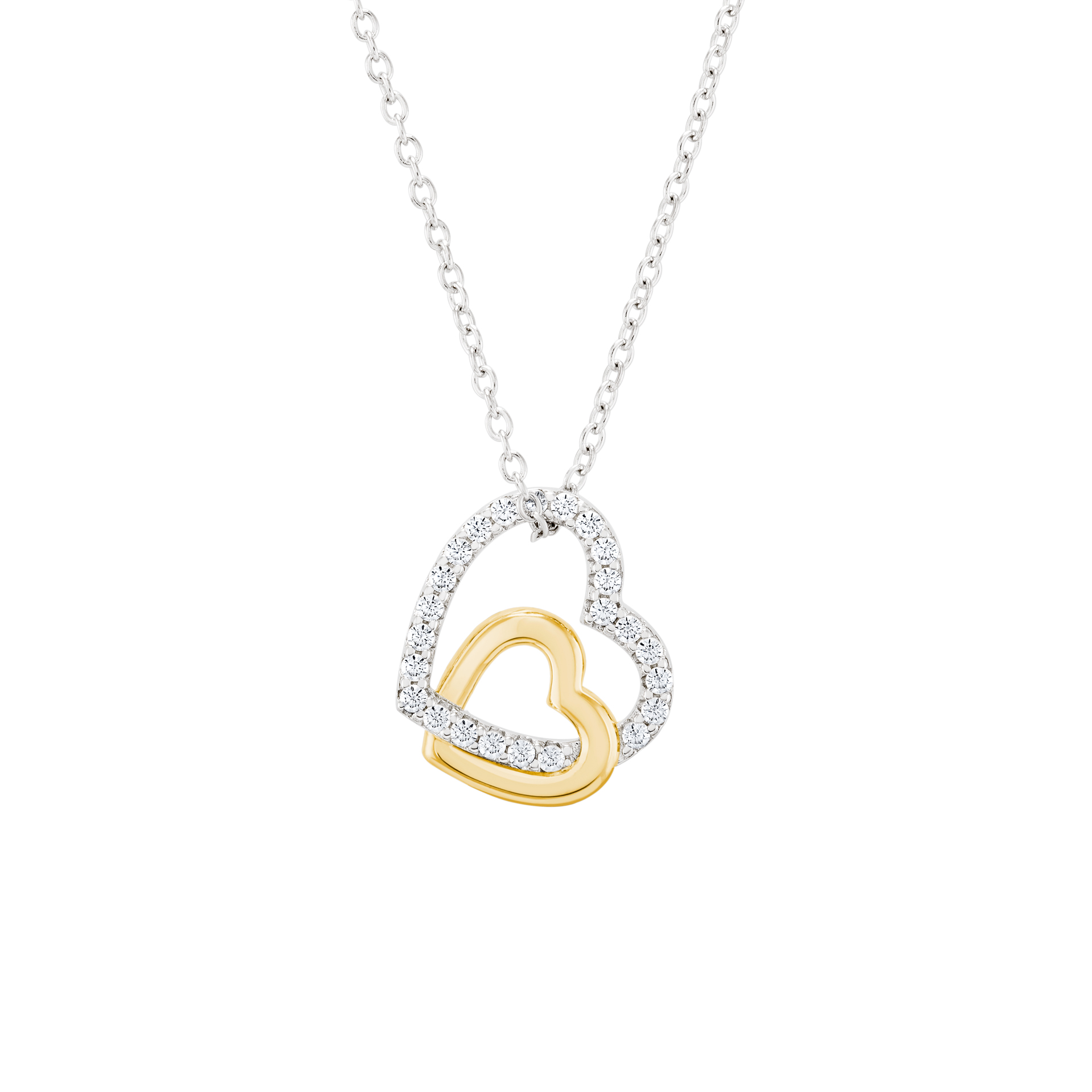 Collar Classy Double Heart Bicolor
