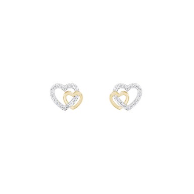 Classy Two Hearts Golden Earrings