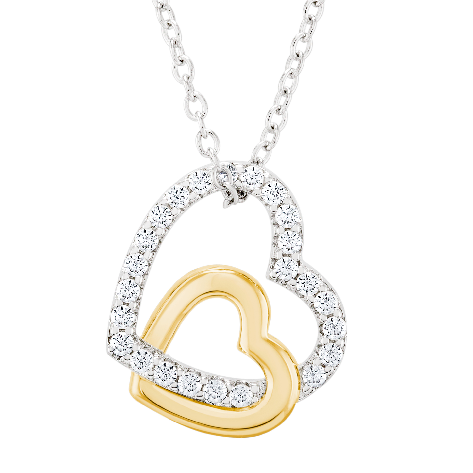 Collar Classy Double Heart Bicolor