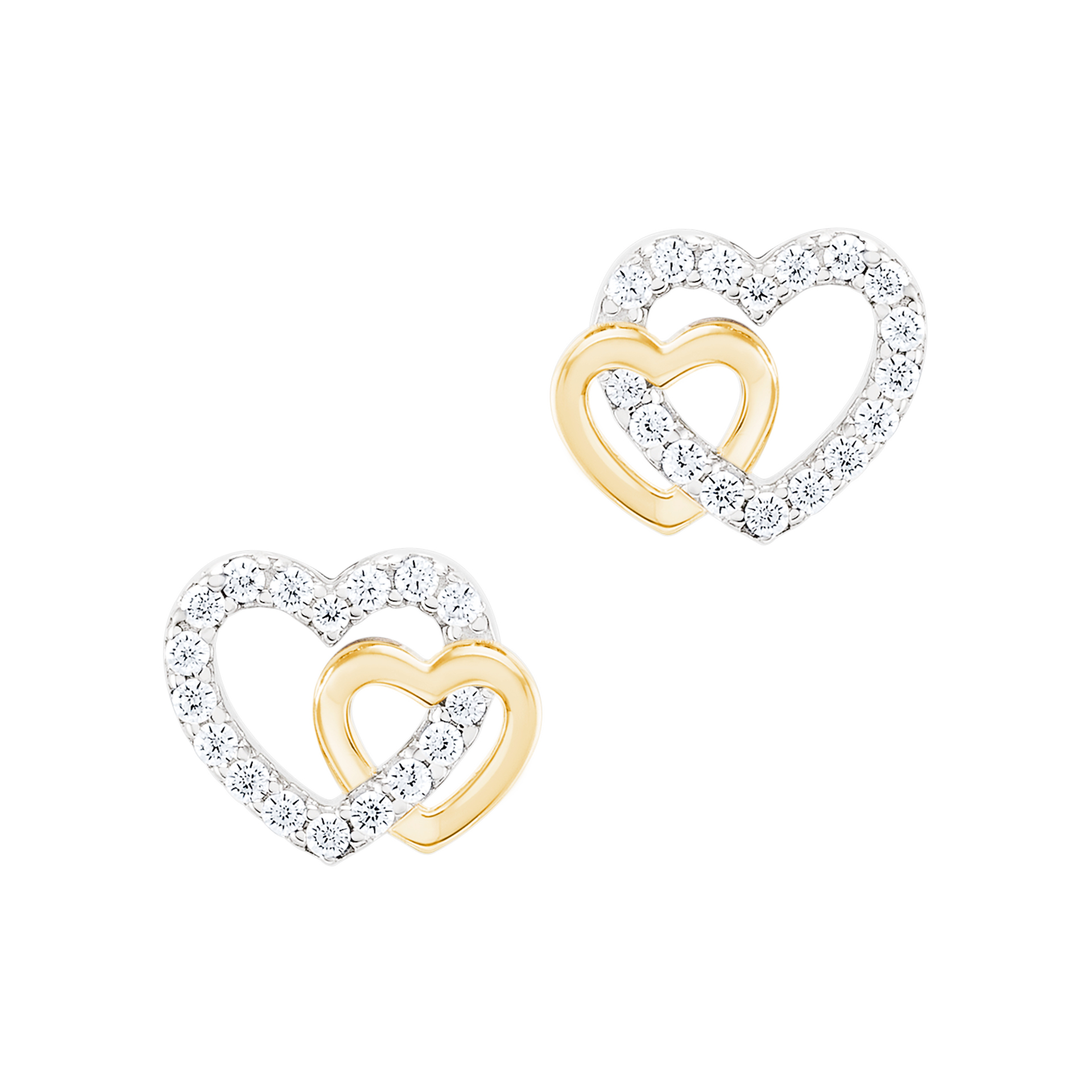 Pendientes Classy Two Hearts Golden