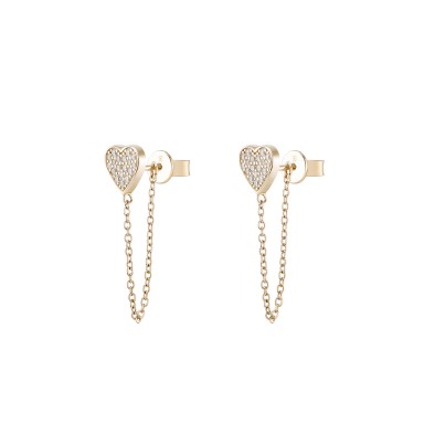 Matchy Heart & Chain Golden Earrings