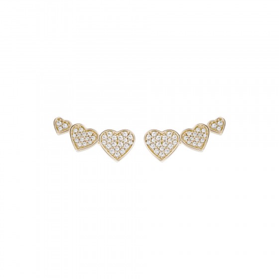 Matchy 3 Hearts Gold Earrings