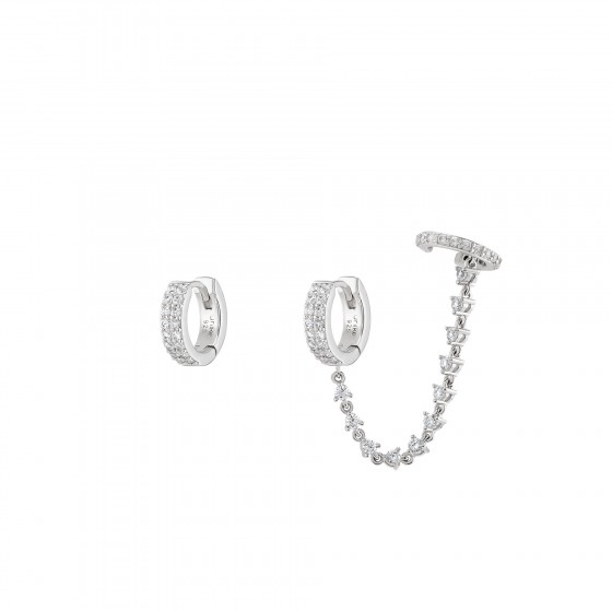 Pendientes Party Shiny Chain and Ear Cuff