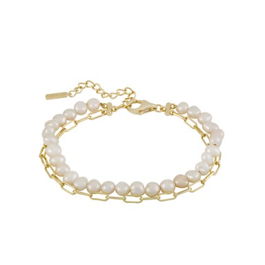 Fun Double Chain & Pearls Bracelet