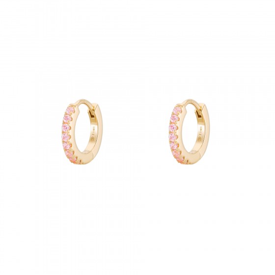 Matchy Color Shinny Pink Gold Hoops