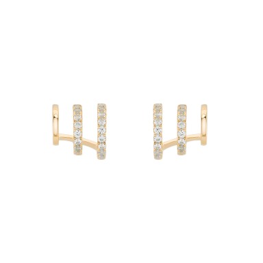 Matchy Color 3 Lines Shinny Blue Gold Earrings