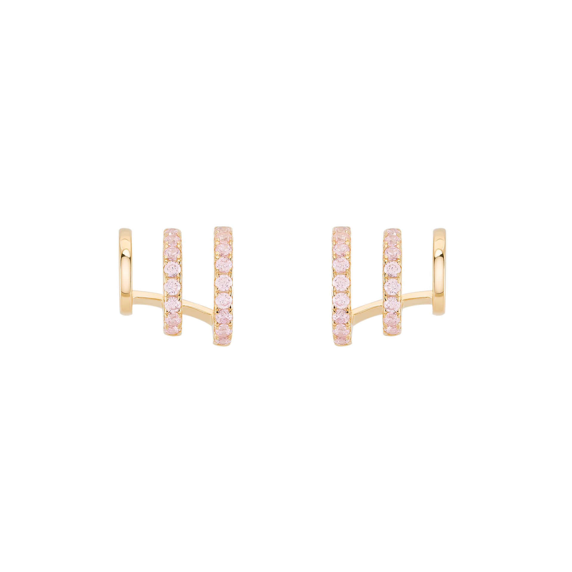 Pendientes Matchy Color 3 Lines Shiny Pink Golden