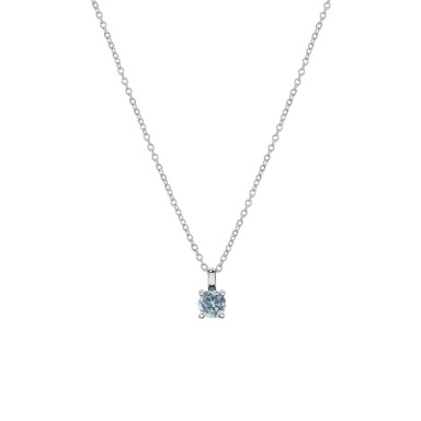 Matchy Color Blue Solitaire Silver Necklace