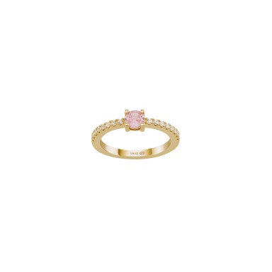 Matchy Color Pink Solitaire Gold Ring