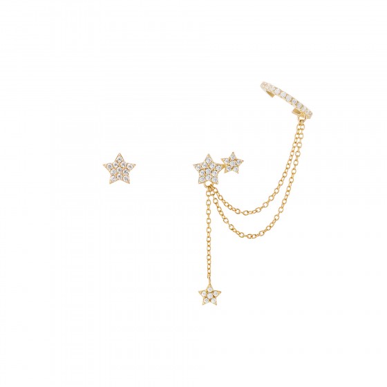 Brincos Matchy Star Chain and Earcuff Gold