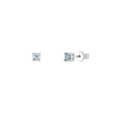 Matchy Color Solitaire Blue Silver Earrings
