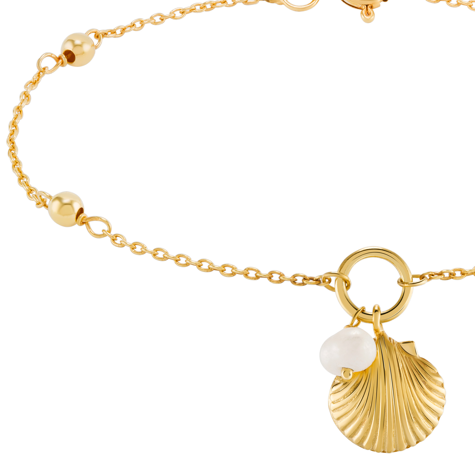 Fun Shell Pearl Golden Bracelet