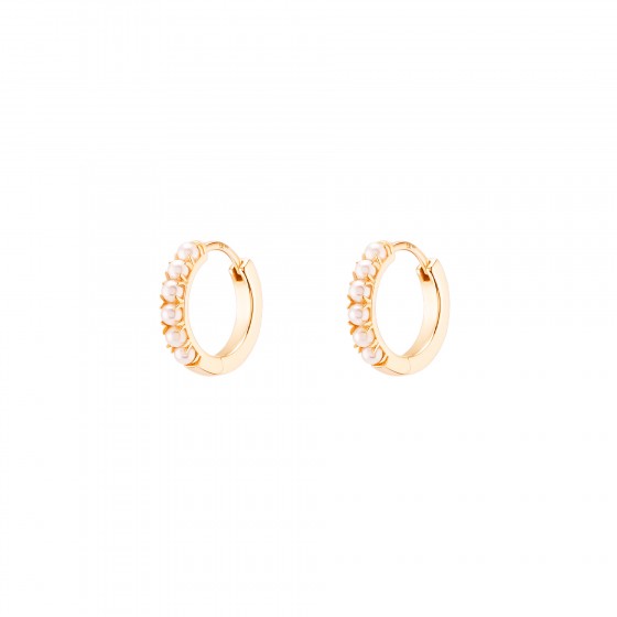Classy Pearls Gold Hoops